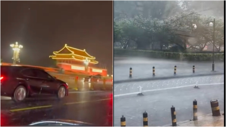 毫無預警！北京突然電閃雷鳴、暴雨冰雹（視頻）