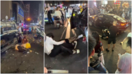 中元节武汉步行街轿车高速冲撞 多人倒地（视频）