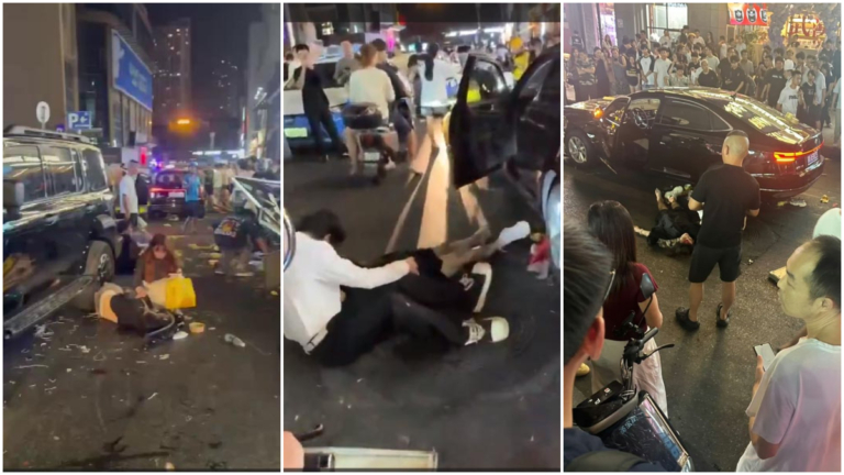 中元節武漢步行街轎車高速衝撞 多人倒地（視頻）