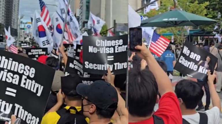 柯克遇害案震驚韓國 千人上街拒絕中共滲透
