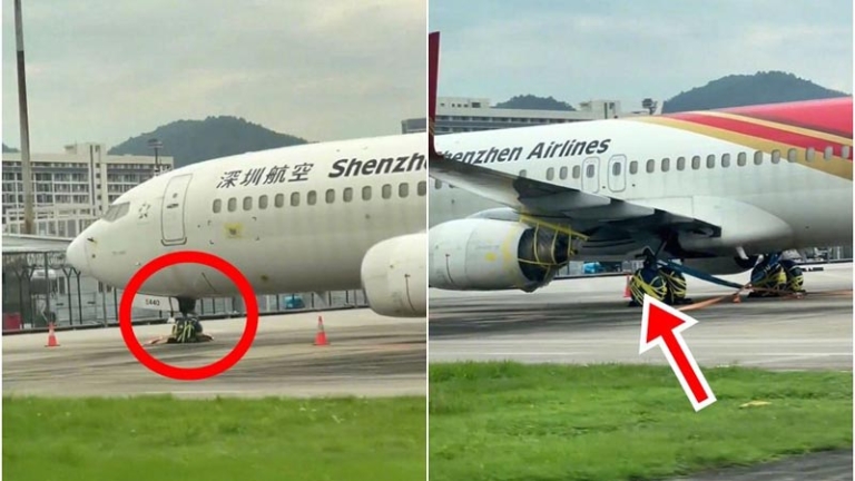 超強颱風「樺加沙」來襲 深圳飛機被「捆在停機坪」