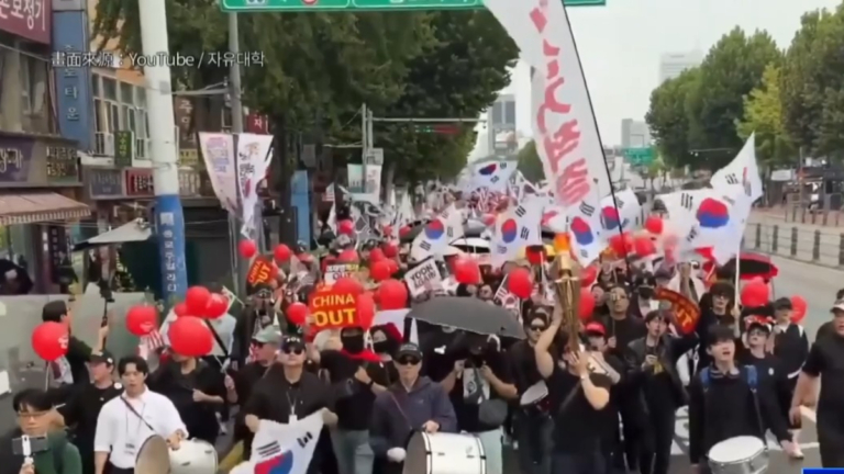 韓國多日反共示威 抗議李在明對中國免簽入境