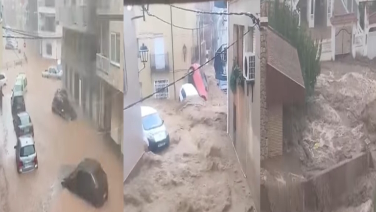 暴雨釀洪災 西班牙加泰隆尼亞許多民眾困車輛