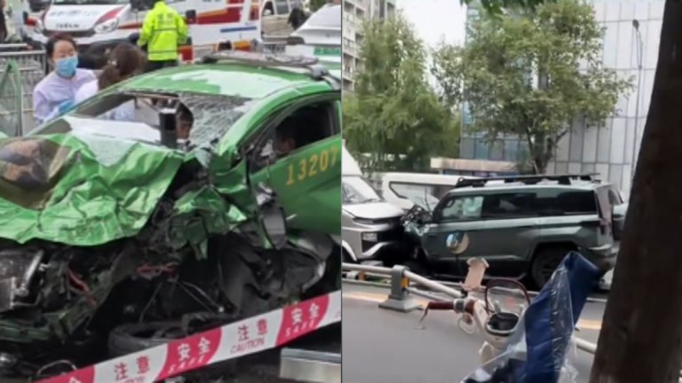 成都一小車與7車相撞 驚悚畫面曝光（視頻）