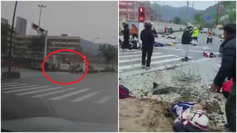 湖北十堰小學門口 轎車直衝人群連撞多人（視頻）