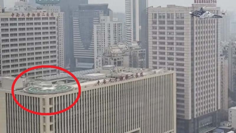 疑涉活摘器官 湘雅二院樓頂停機坪照片曝光