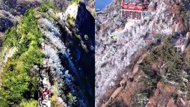 河南老君山再現神祕「陰陽分界線」奇觀