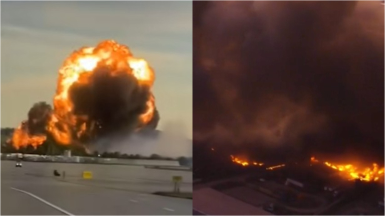 美國一飛機墜毀爆炸 已3死11傷 附近大樓起火