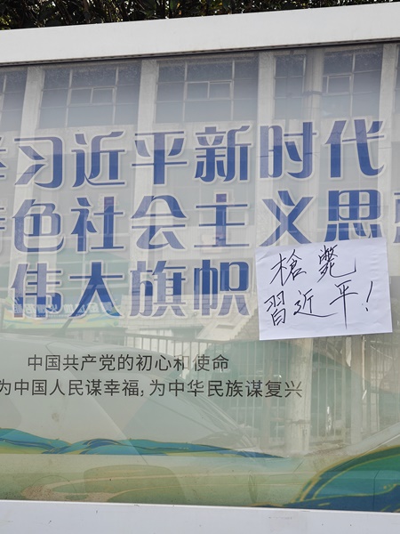 河南街頭現反共標語 要全民抗爭 推翻中共