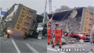 山东一渣土车侧翻 压死女教师 监管漏洞惹议