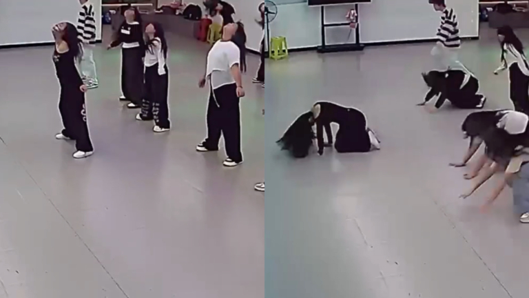 搞笑！舞蹈老師頭暈跪倒在地 學生全跟著跌倒（視頻）