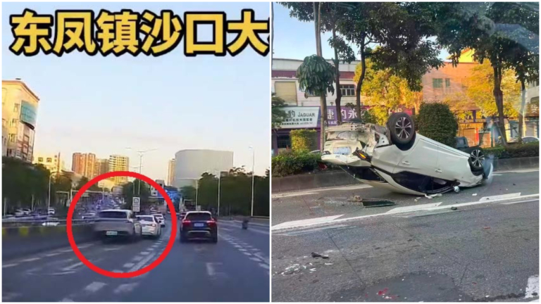 廣東電動車撞翻其它車輛 揚長而去（視頻）