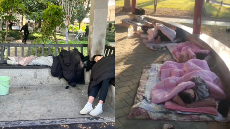 中國無家可歸者呈年輕化 公園、橋洞睡滿人（視頻）