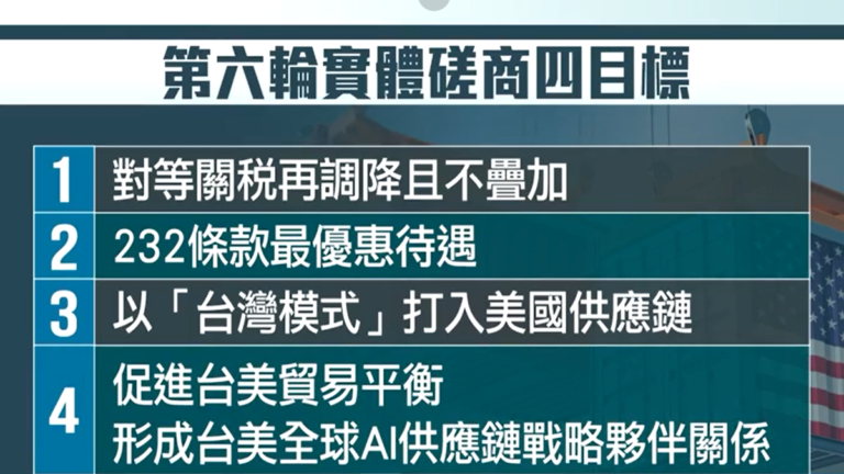 台代表團赴美六度談判 行政院公布談判4目標