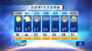 休斯顿天气预报（1月18日至24日）