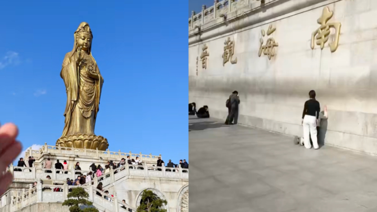 中國人向南海觀音像哭訴冤情 視頻熱傳（視頻）