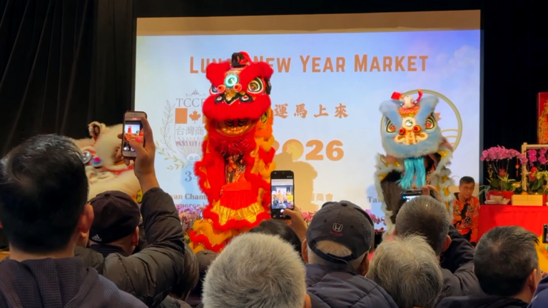 舞獅翻騰迎新年 溫哥華年貨市集熱鬧親子樂