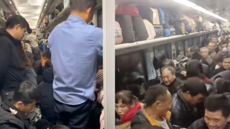 中國新年返鄉怪象 高鐵空蕩蕩 綠皮火車人擠人（視頻）