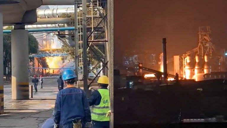 中國新年前 湖南湘鋼起火爆炸 工人驚慌奔逃（視頻）