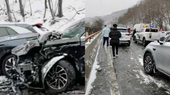 福銀高速數十車連環追尾 民眾哀嘆過年回家難（視頻）