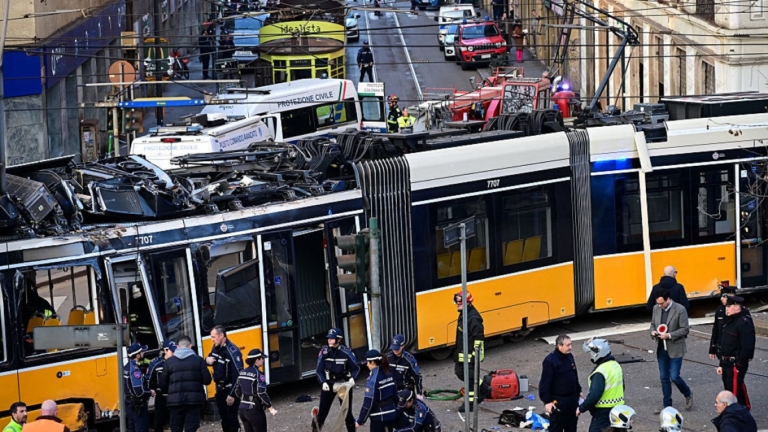 米蘭電車出軌撞建物 釀2死約40傷 畫面曝光