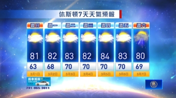 休斯顿天气预报（3月1日至7日）