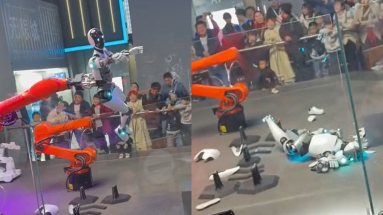 上海機器人表演大翻車 高空墜地粉身碎骨 影片火了（視頻）