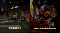 大陸外賣女帶嬰兒深夜送餐摔傷 抱兒大哭（視頻）