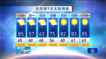 休斯顿天气预报（3月15日至21日）
