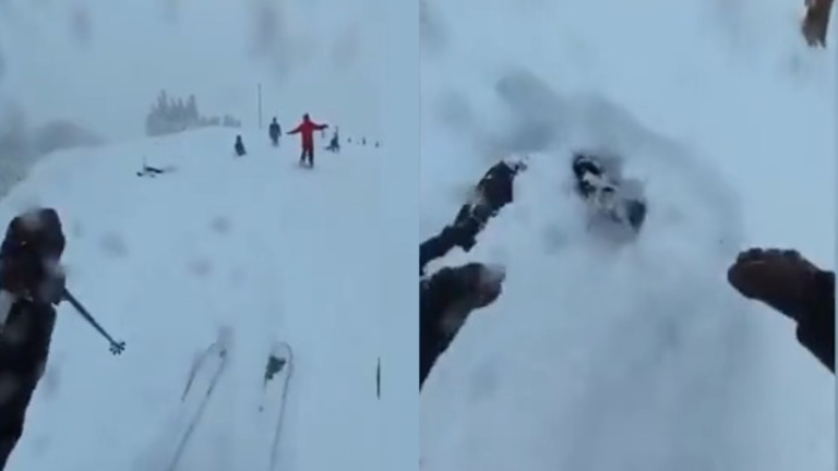 滑雪場驚魂！男子被雪活埋只剩兩隻腳露出