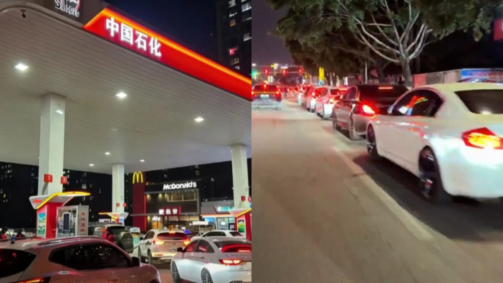 中東戰事衝擊油價 中國加油大排長龍（視頻）