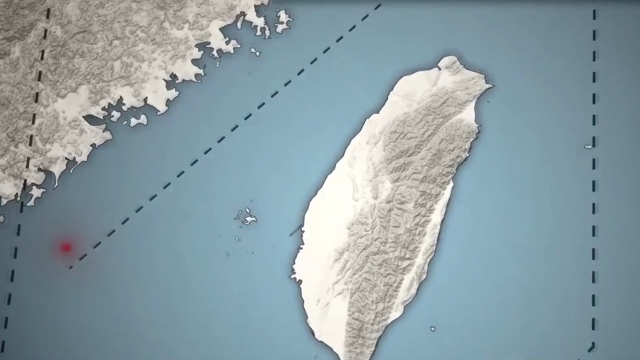 台海中線和台灣海峽局勢資料圖。(視頻截圖)