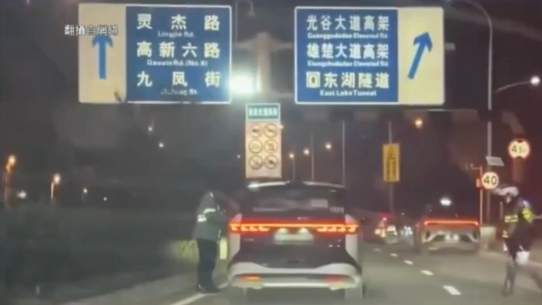 中國蘿蔔快跑自駕車停路中央 多名乘客被困