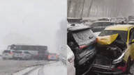 突降暴雪 吉林琿烏高速數十輛車追尾相撞（視頻）