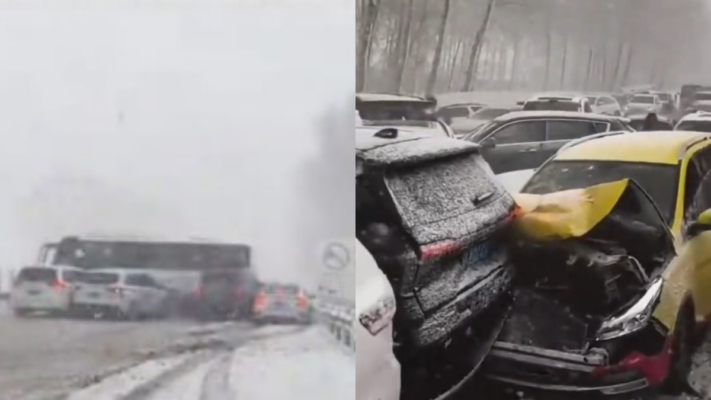 突降暴雪 吉林琿烏高速數十輛車追尾相撞（視頻）