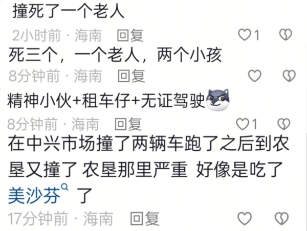 傳海南男孩嗑藥後偷車一路撞 至少3死（視頻）