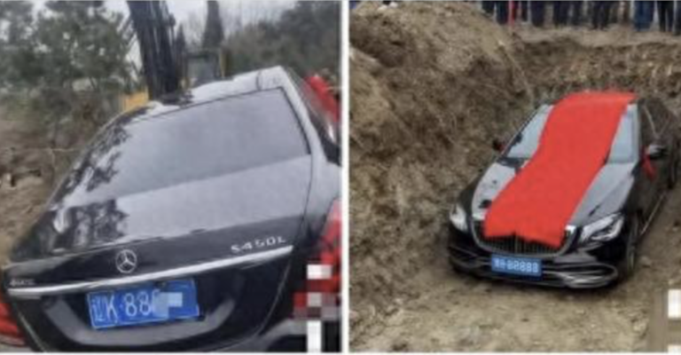 遼寧豪車陪葬？ 8888號牌奔馳車埋墓穴（視頻）