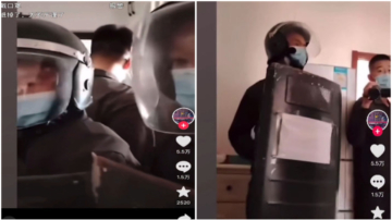 北京武警闯民宅抄家 心虚用白纸遮盖盾牌 （视频）