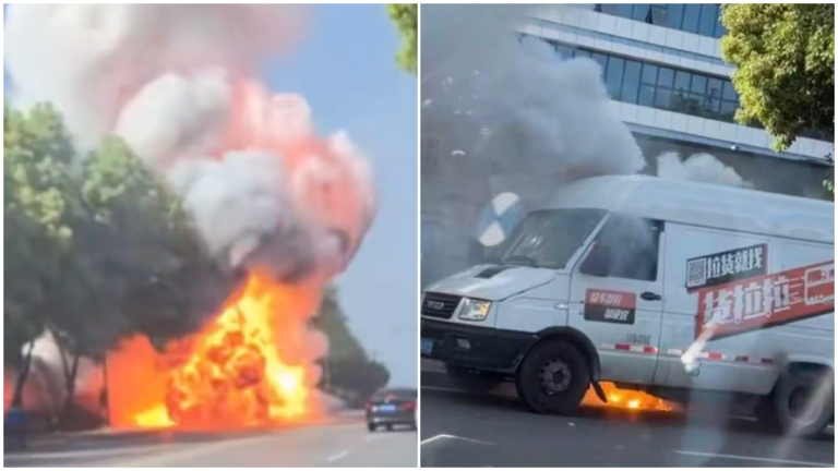 宜昌貨車起火 多次爆炸 場面震撼（視頻）