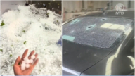 強冰雹襲擊昆明損失慘重 車子蓋棉被防災