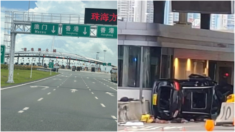 港珠澳大橋凌晨車禍 男子駕車側翻 妻子身亡