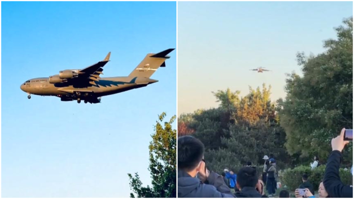 美軍4架C-17飛抵北京 市民紛紛拍攝降落畫面