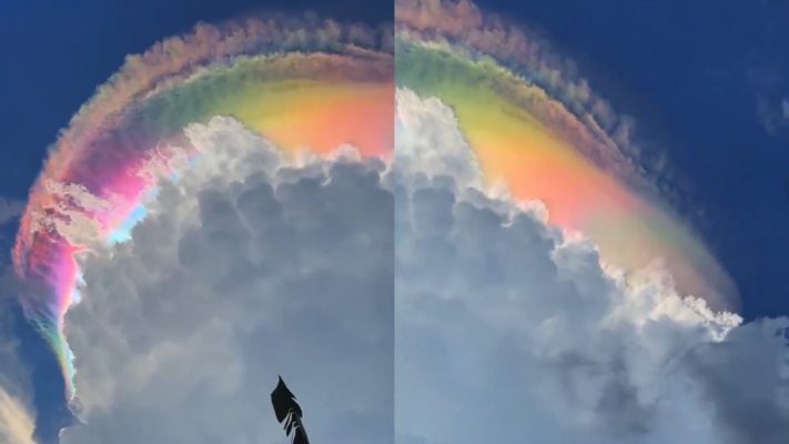 印尼驚現罕見彩虹雲奇觀 夢似影片熱傳（視頻）