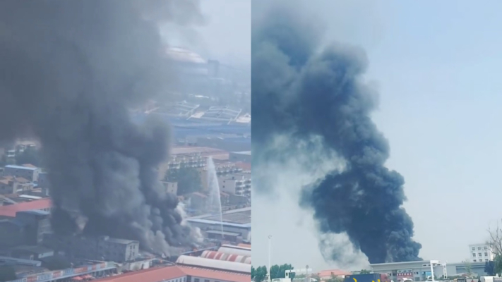 河南商丘一農貿市場突發大火 濃煙滾滾傷亡不明