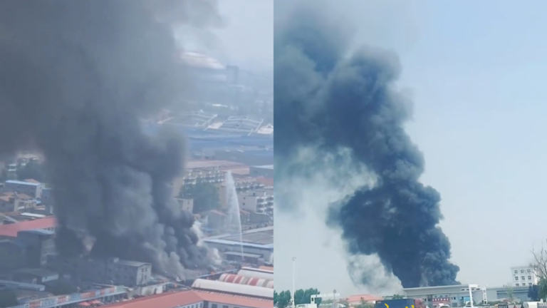 河南商丘一農貿市場突發大火 濃煙滾滾傷亡不明