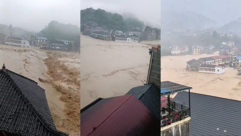 湖南山洪衝垮鐵索橋 大量房屋被淹 慘不忍睹（視頻）