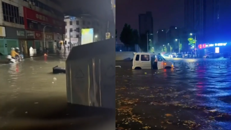 中國多地暴雨成災 柳州地震房屋倒塌