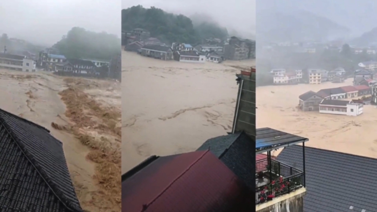 【禁闻】水深及颈 铁桥秒断 中国南方暴雨成灾