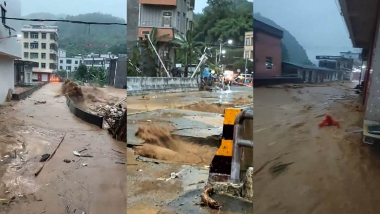 廣東茂名山洪爆發 監控錄下洪水入村驚險瞬間(多視頻)