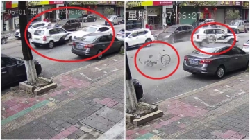 轿车顶单车狂奔一路火花 加速撞开警车逃逸（视频）
